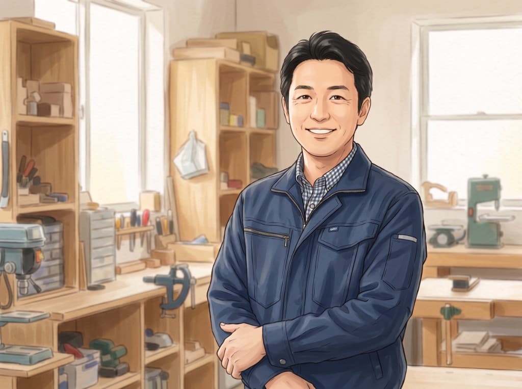 工房で作業する職人をイメージしたイラスト